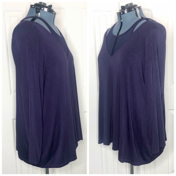 🌵Michel Studio BlackBerry Dot Mesh Detail Top 4X - Picture 4 of 8